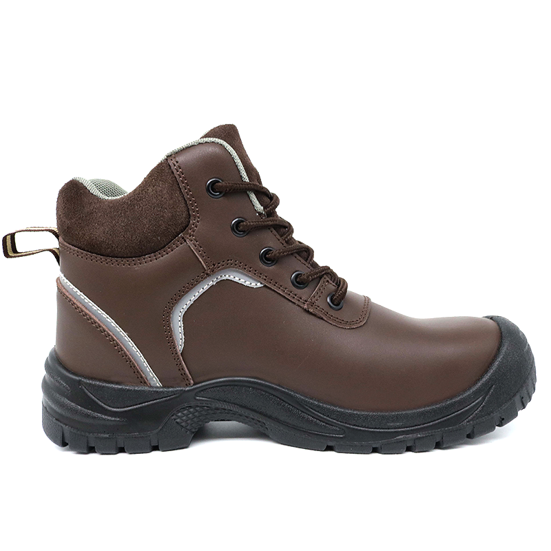 Brown Smooth Leather Steel Toe Safety Shoes for Men Industrial