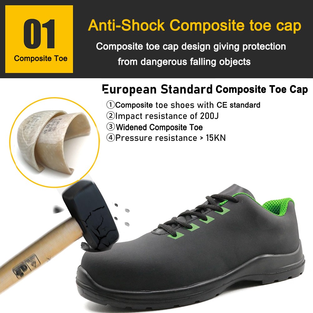Black Anti Static Composite Toe Waterproof Safety Shoes for Men Light Weight
