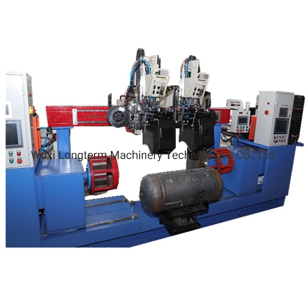 Automatic LPG Cylinder / Gas Bottle Double Heads MIG Seam Welding Machine / Circumferential Welding Machine