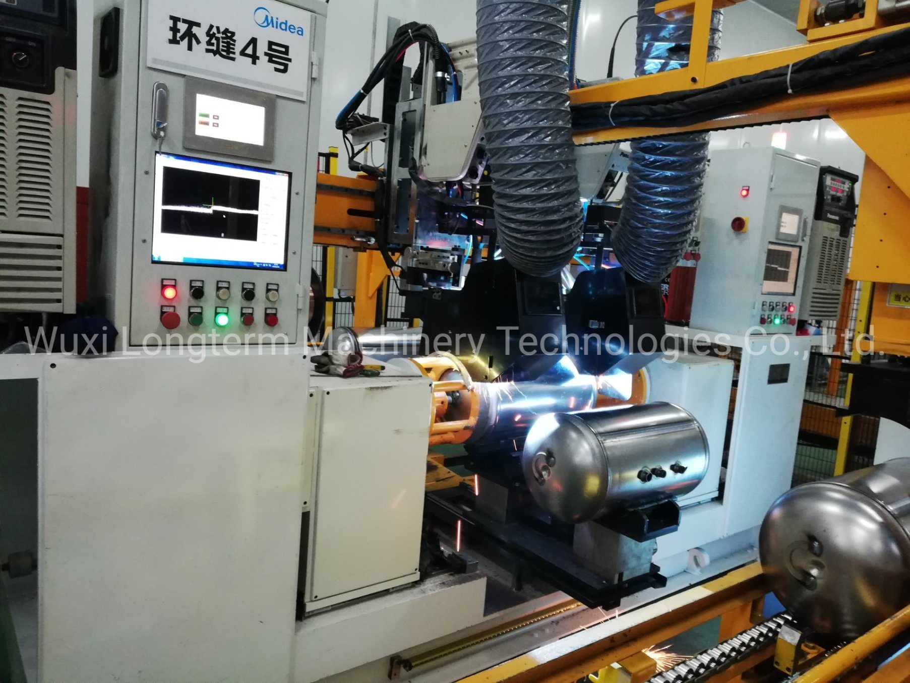 Porcelain Enamel Storage Tank Inner Water Geyser Longitudinal / Circular Seam Welder Lathe