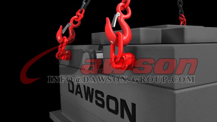 Aplicaci&oacute;n del gancho de eslinga con ojo G80 con pestillo para eslingas de cadena de elevaci&oacute;n de gr&uacute;as - Dawson Group Ltd. - Proveedor de China