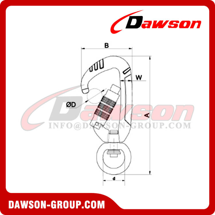 Ganchos a presión de mosquetón 7075 de aleación de aluminio DS7803D1TN