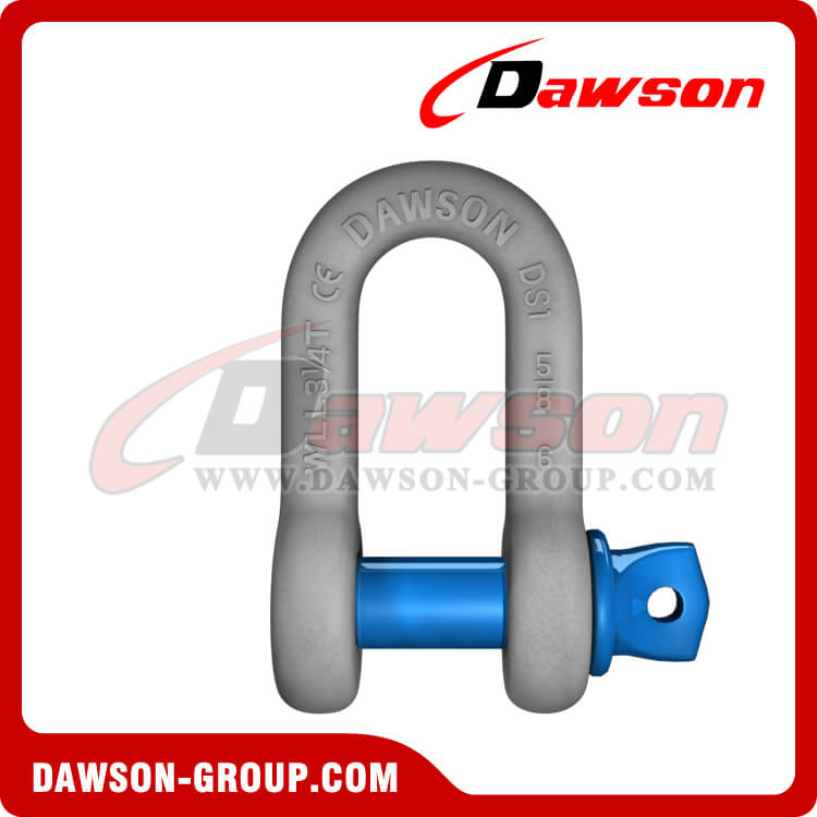 Grillete de cadena tipo DG210 estadounidense galvanizado en caliente marca Dawson con pasador de tornillo, grillete en forma de Dee con pasador de tornillo S6 de alta resistencia
