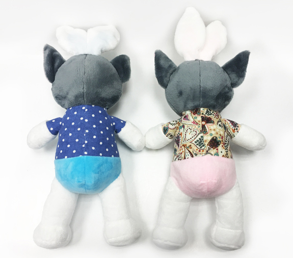 Lovely Dressed Couple Plush Dog Toys Stuffed With Rabbit Ear 
