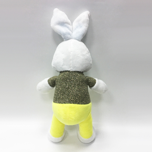 Handsome Gentleman white rabbit plush toys with yellow bib pants