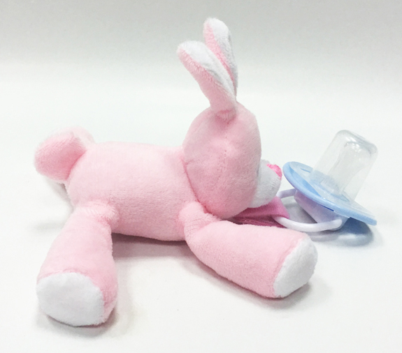 Pacifier Pink Rabbit Embroider Your Logo on Pacifier Plush Toy