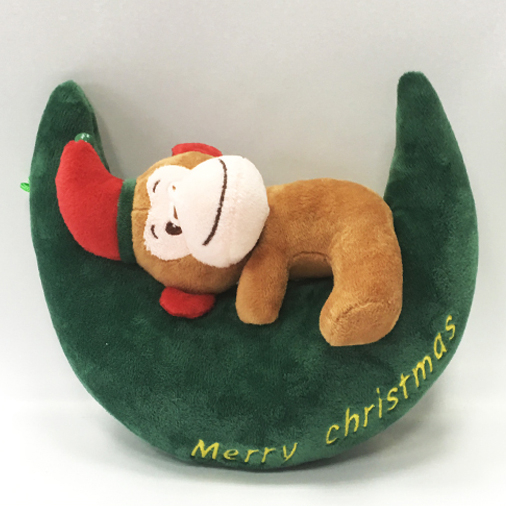 Lovely Green Christmas Stuffed Plush Moon with Monkey Toy 