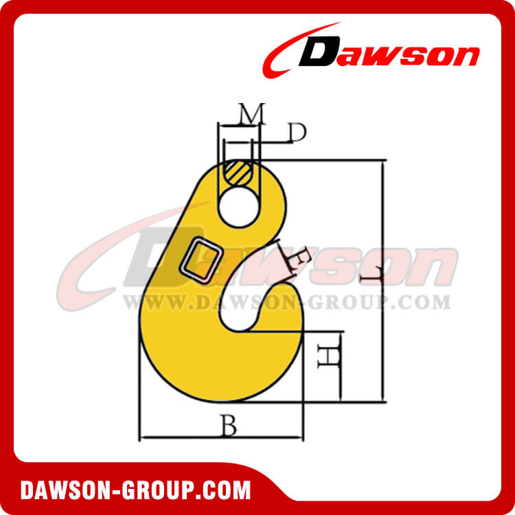 DS228 G80 1/2-5/8'' - 1-1/8'' gancho de torno pesado de acero de aleación forjado