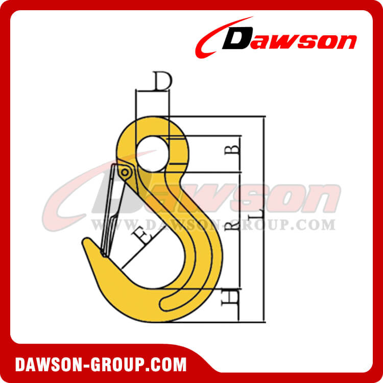 DS113 Кованый крюк из легированной стали с большим отверстием для горла и защелкой для обычного подъемника