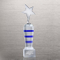 Silver Shining Star Crystal Trophy with Blue Stripe Base (#75354)