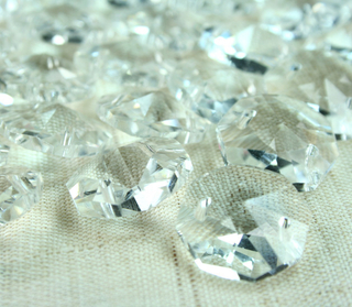 Crystal Prism Button 14mm Clear Octagon Faceted Radiant Cut 2 Hole Button Link Beads