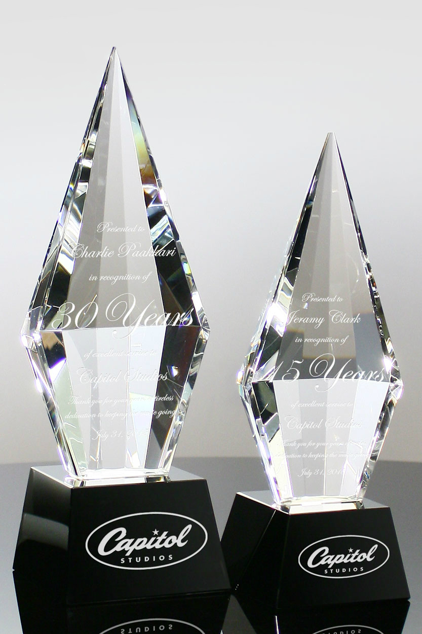 Zenith Award Trophy Clear and Black Optical Crystal to 1st Place Winner for Competitions (#5345)