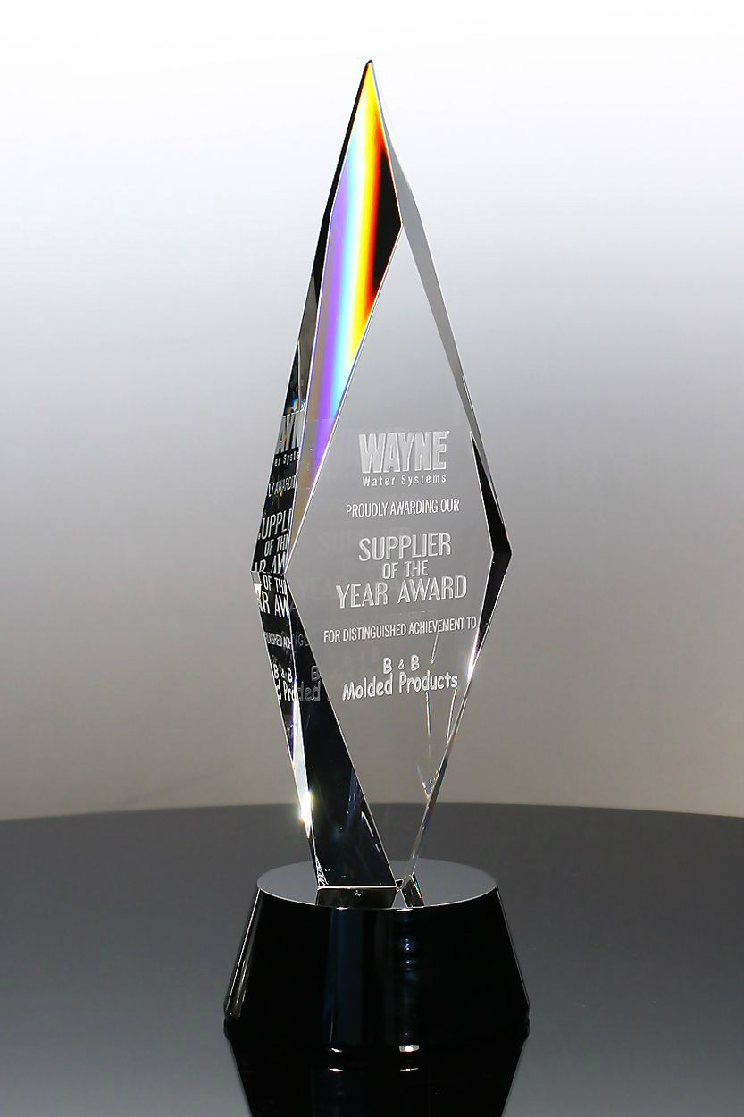 Crystal Obelisk on Black Base Corporate Gifts for Outstanding Performance Awards Trophies (#5235, #5236, #5237)