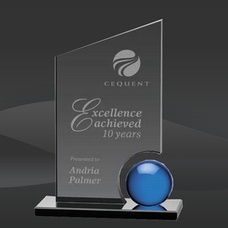 Smoked Peak Blue Orb Crystal Award (MP-AWK8645-B)