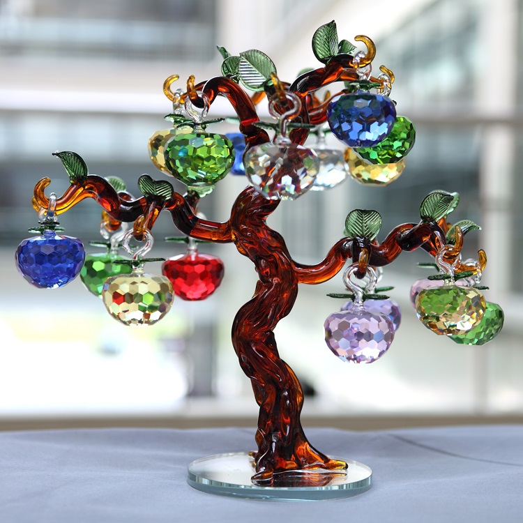 14 Inches Crystal Glass Apple Tree Home Decoration for Gift