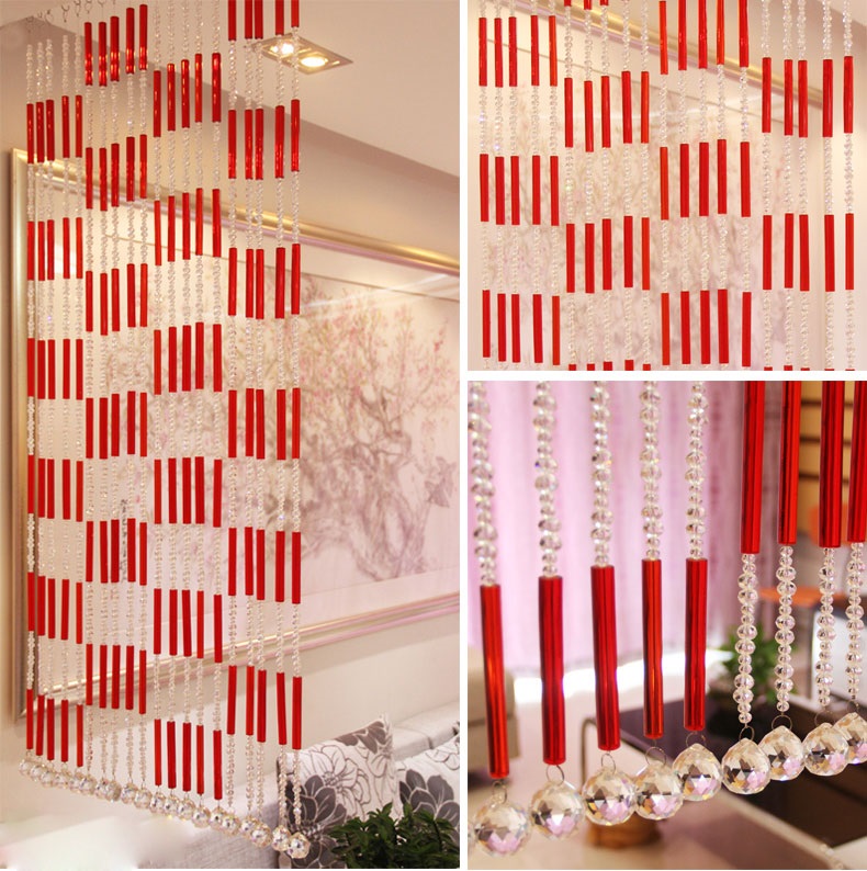 Decoration Material of Red Long Tube Curtain