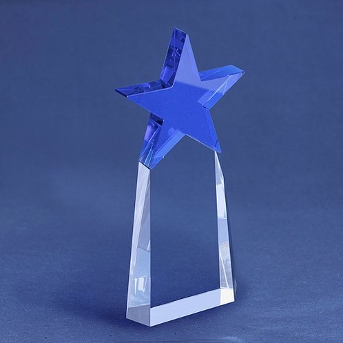 Cobalt Star Pinnacle Crystal Trophy