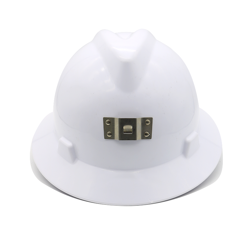 White V Guard Full Brim Safety Helmet with Mining Lamp