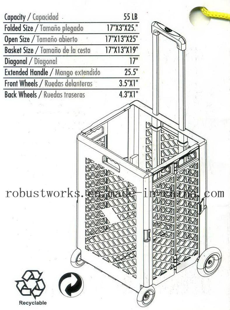 Extra Capacity Plastic Foldable Shopping Cart (FC404KP)