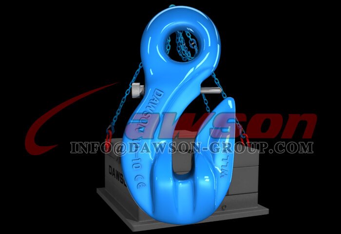 Aplicaci&oacute;n del gancho de ojo especial G100 con pasador de seguridad, gancho de ojo de acero de aleaci&oacute;n forjado de grado 100 para levantar eslingas de cadena de gr&uacute;a - F&aacute;brica de China