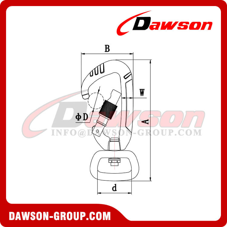 Gancho mosquetón de aleación de aluminio DS7803D2B, gancho de seguridad de aleación