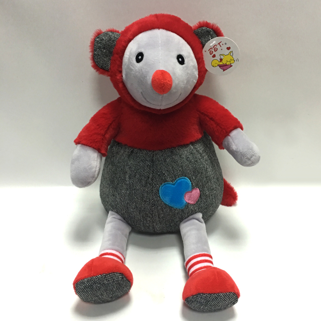 Plush Shy Mouse with Heart Dressed Mouse Plush Toy