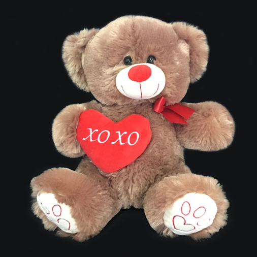 Dark Grey Plush Teddy Bears with Customized Words Heart 