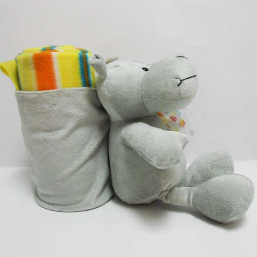 Custom Plush Hippo Shaped Animal Blanket for Kids