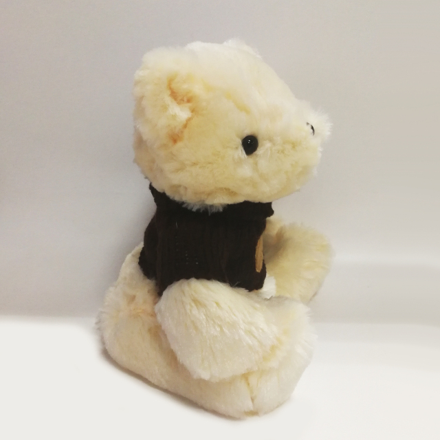 Lovely White Teddy Bears with Black Sweater Add Logo