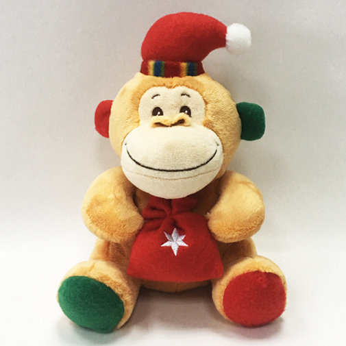 Custom Christmas Brown Stuffed Animal Soft Plush Monkey