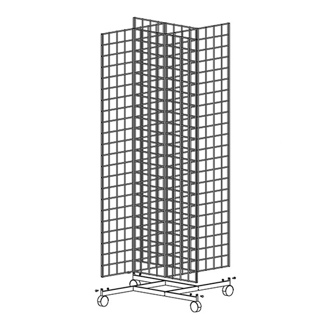 4 Sided Mobile Gridwall Rack MW-S03