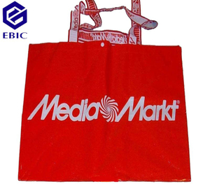 woven shopping bag with embroidery handle