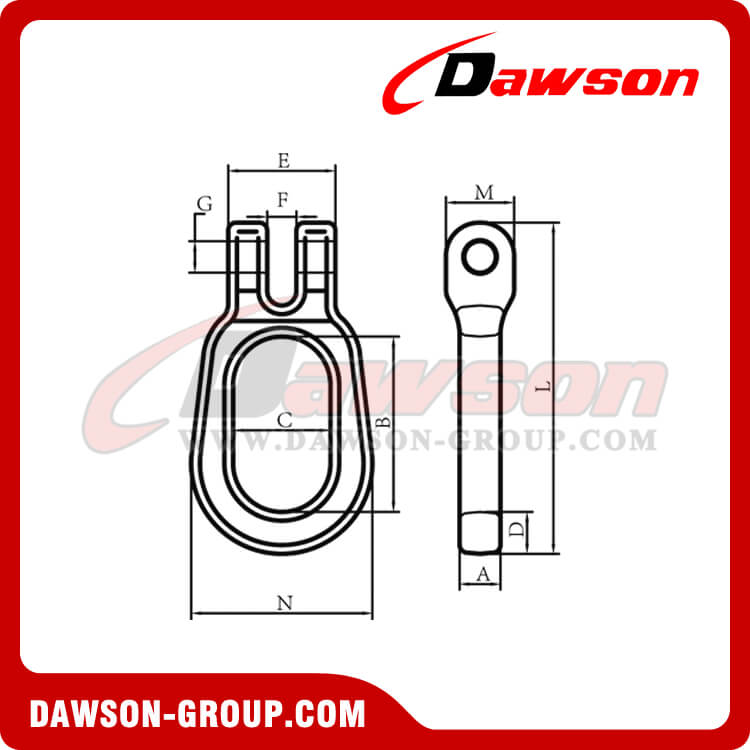 DS645 G80 / G100 13MM رابط Clevis لرفع الحاويات، درجة 80 / درجة 100 وصلة Clevis من سبائك الصلب المزورة لرفع الحاويات