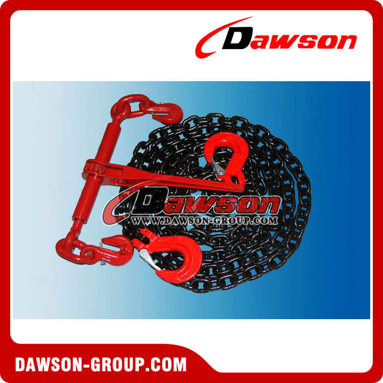 EN12195-3 G80 GRADE 80 RATCHET LOAD BINDER LASHING CHAIN WITH CLEVIS SLING HOOK WITH SAFETY LATCH - DAWSON GROUP LTD. - CHINA MANUFACTURER, SUPPLIER, FACTORY EN12195-3 G80 GRAU 80 CATRACA CARGA BINDER CORRENTE DE AMARRAÇÃO COM GANCHO CLEVIS SLING COM TRAVA DE SEGURANÇA - DAWSON GROUP LTD.- FABRICANTE, FORNECEDOR, FÁBRICA DA CHINA