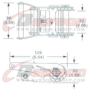 DG-B010 2 ''ラチェット バックル、50MM ラチェット バックル、2000kgs の図面 - 中国ドーソン サプライヤー