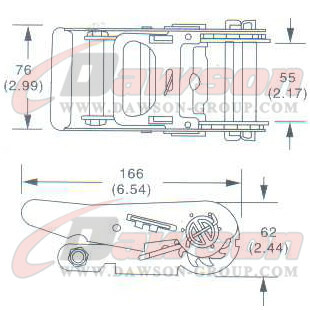 DG-B005 2 ''ラチェット バックル、50MM ラチェット バックル、3000kgs の図面 - 中国ドーソン サプライヤー
