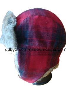 Checker Cotton+ Fur Earflap Winter Hat (BH-S034)