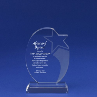 Etched Round Shooting Star Crystal Trophy for Stellar Employees (#78051)