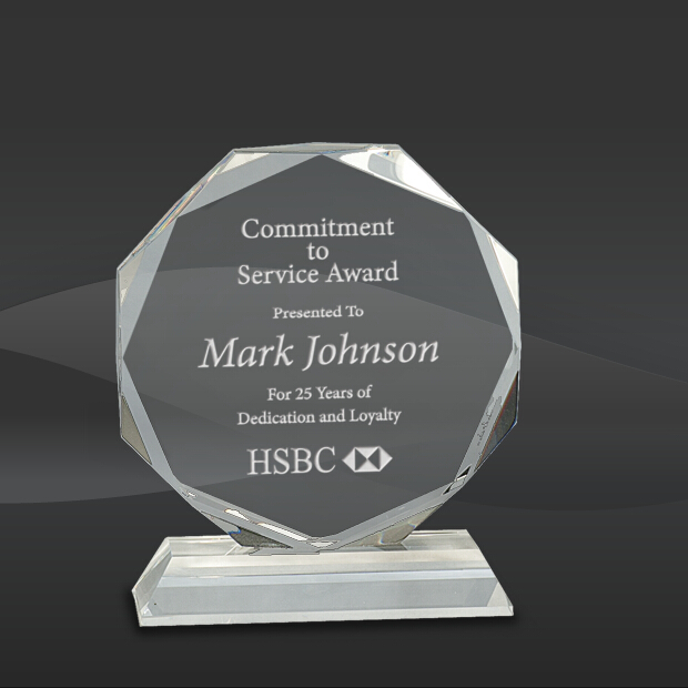 Gem Cut Crystal Octagon Award (J-CRY62)
