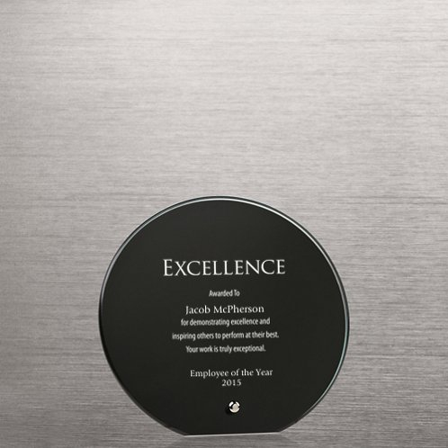 Mini Round Black Glass Award Plaque (#72912, #72910)
