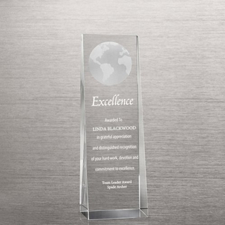 Etched Crystalline Tower 3D Globe Trophy (#76229)