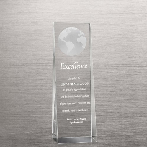 Etched Crystalline Tower 3D Globe Trophy (#76229)