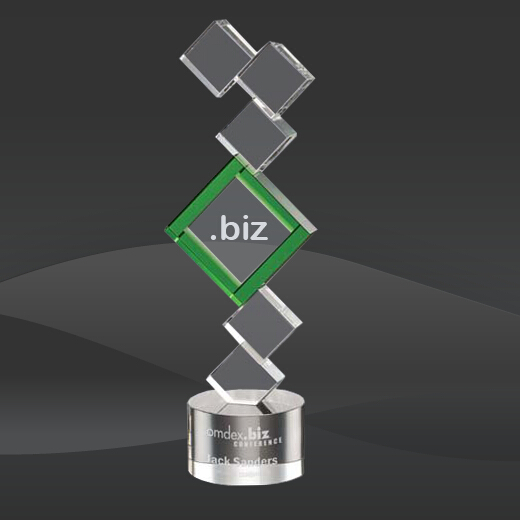 Green Center Box Crystal Award (STR-OPT7491)