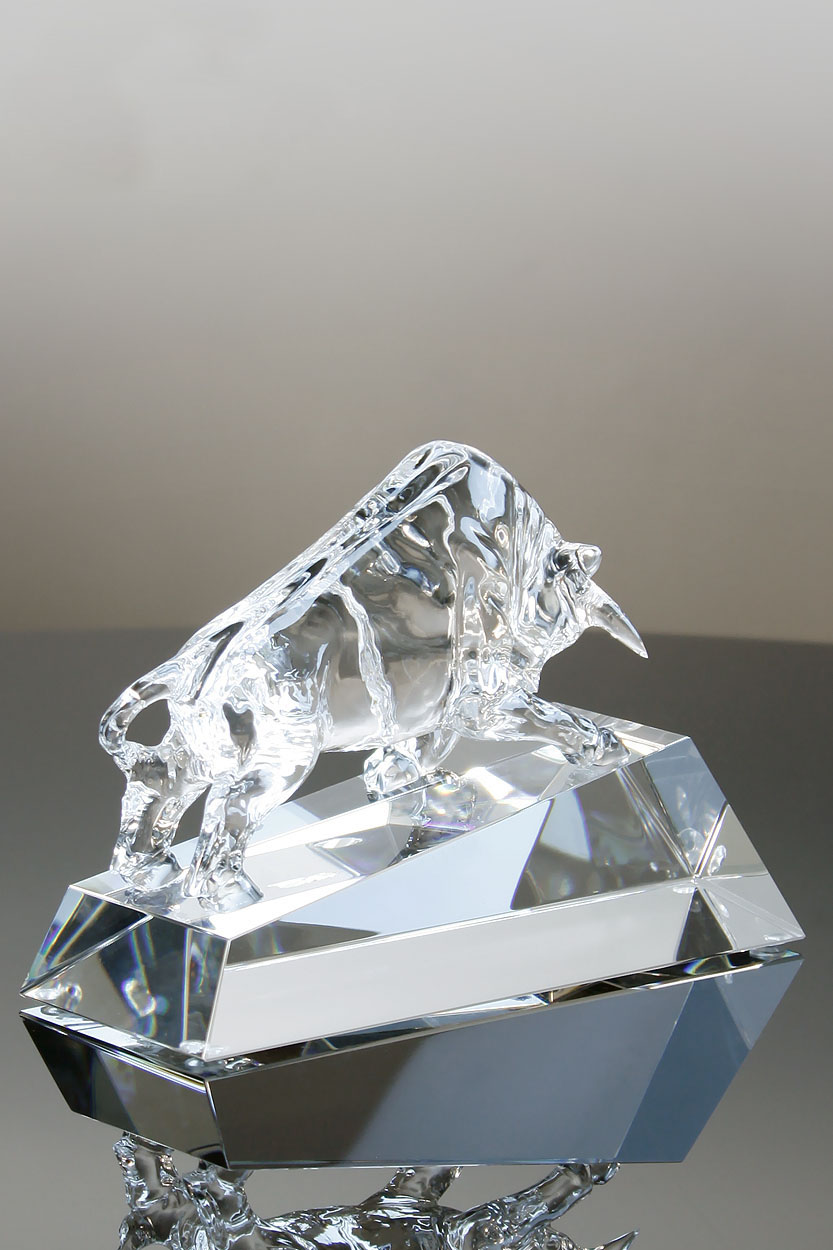 Trophies Rewards Leadership Bull Crystal Award