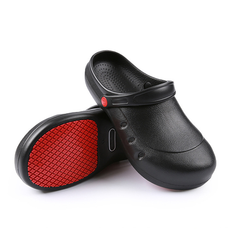 Black Soft EVA Non-slip Steel Toe Kitchen Chef Safety Shoes for Men