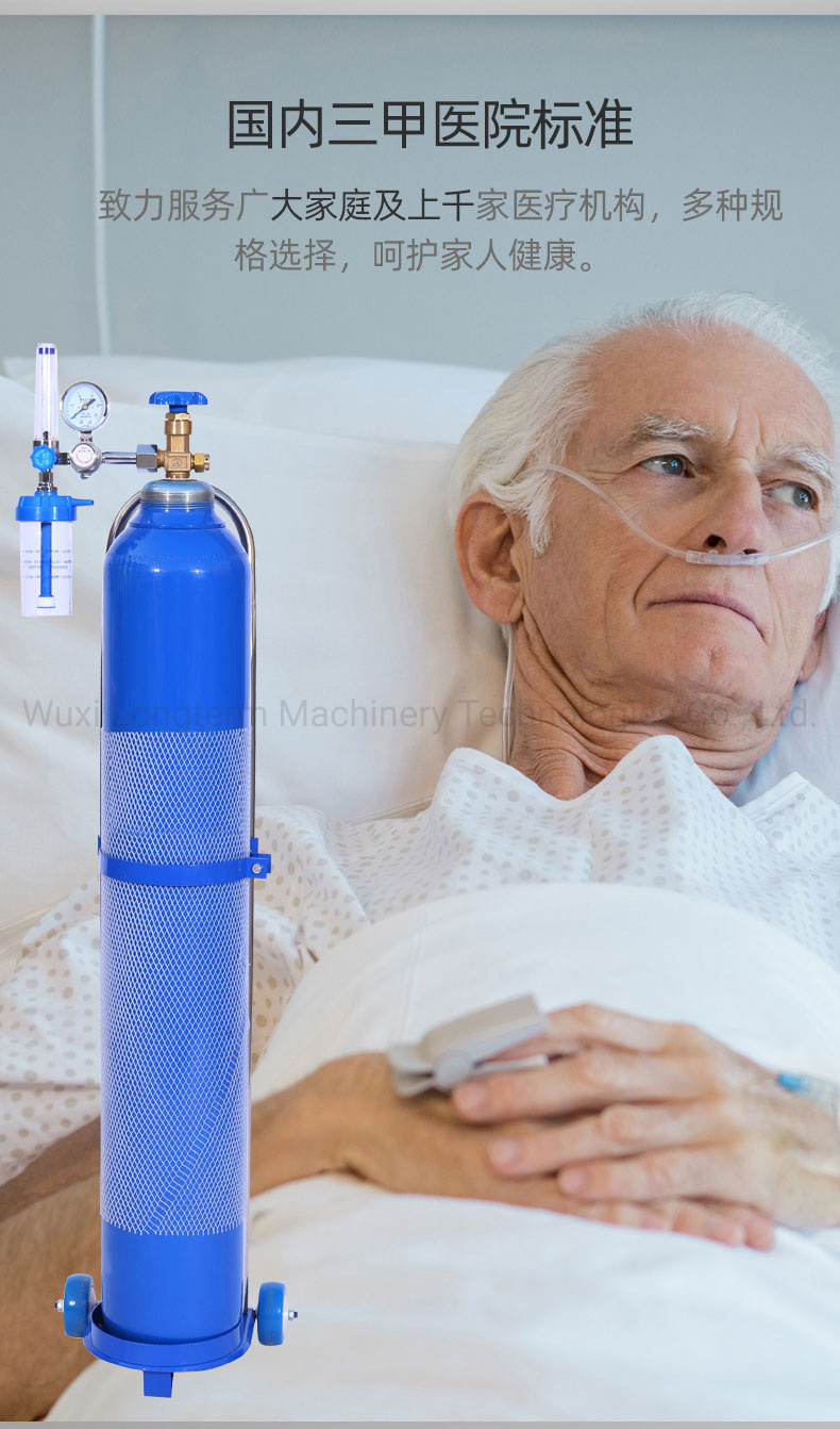 ISO9809 Wall Thickness 5.2mm 5.8mm 10L 15L 40L 47L 50 L Medical Gas Cylinder Oxygen Cylinder O2 Tanks for Hospital and Home Use