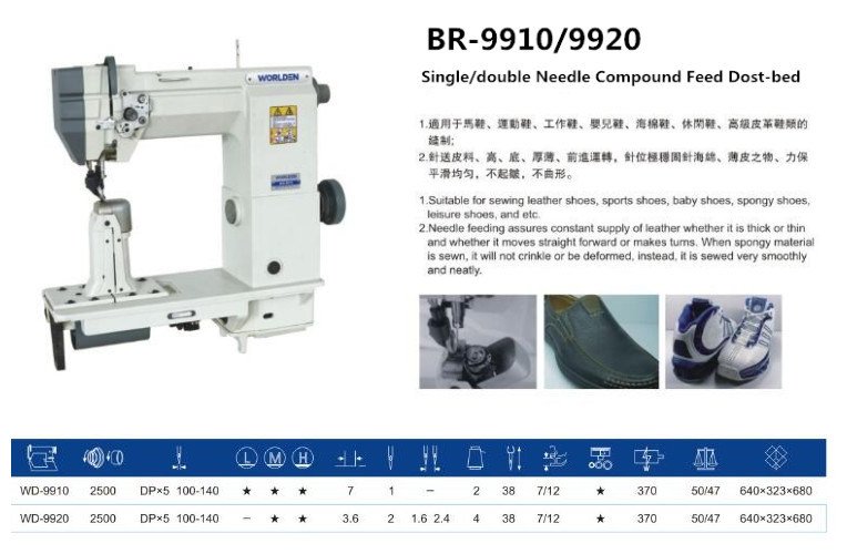 Br-9910/9920 Single /Double Needle Compond Feed Post Bed Sewing Machine