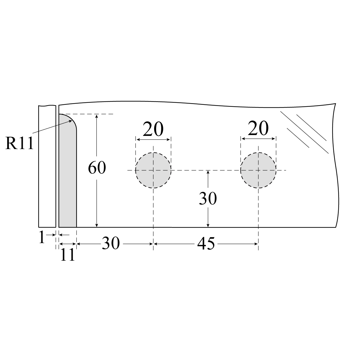 VM-61RH Connector Patch with Fin for Overpanel and Sidelight