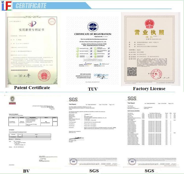 Life Nano-Plastic Product (Zhangzhou) Co., Ltd Certificate.jpg Produit nano-plastique Life (Zhangzhou) Co., Ltd Certificate.jpg