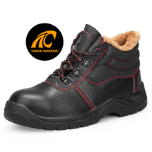Black Leather Prevent Puncture Steel Toe Men Safety Shoes Winter